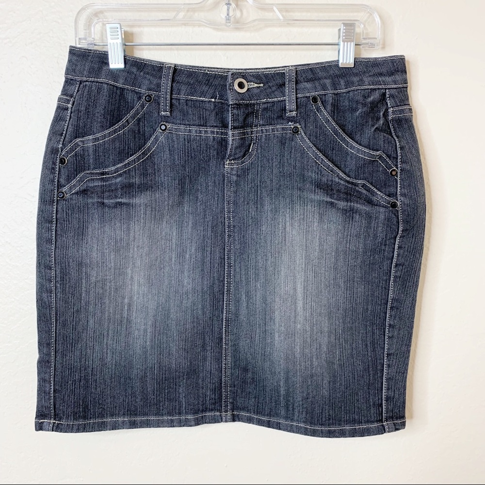CActive Gray Wash Jean Straight Skirt 4
